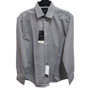 Calabrum London Size S (14-14.5) Grey White Black Regular Fit Dress Shirt NWT‎